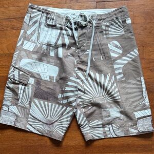 Oakley Gray and White Board Shorts